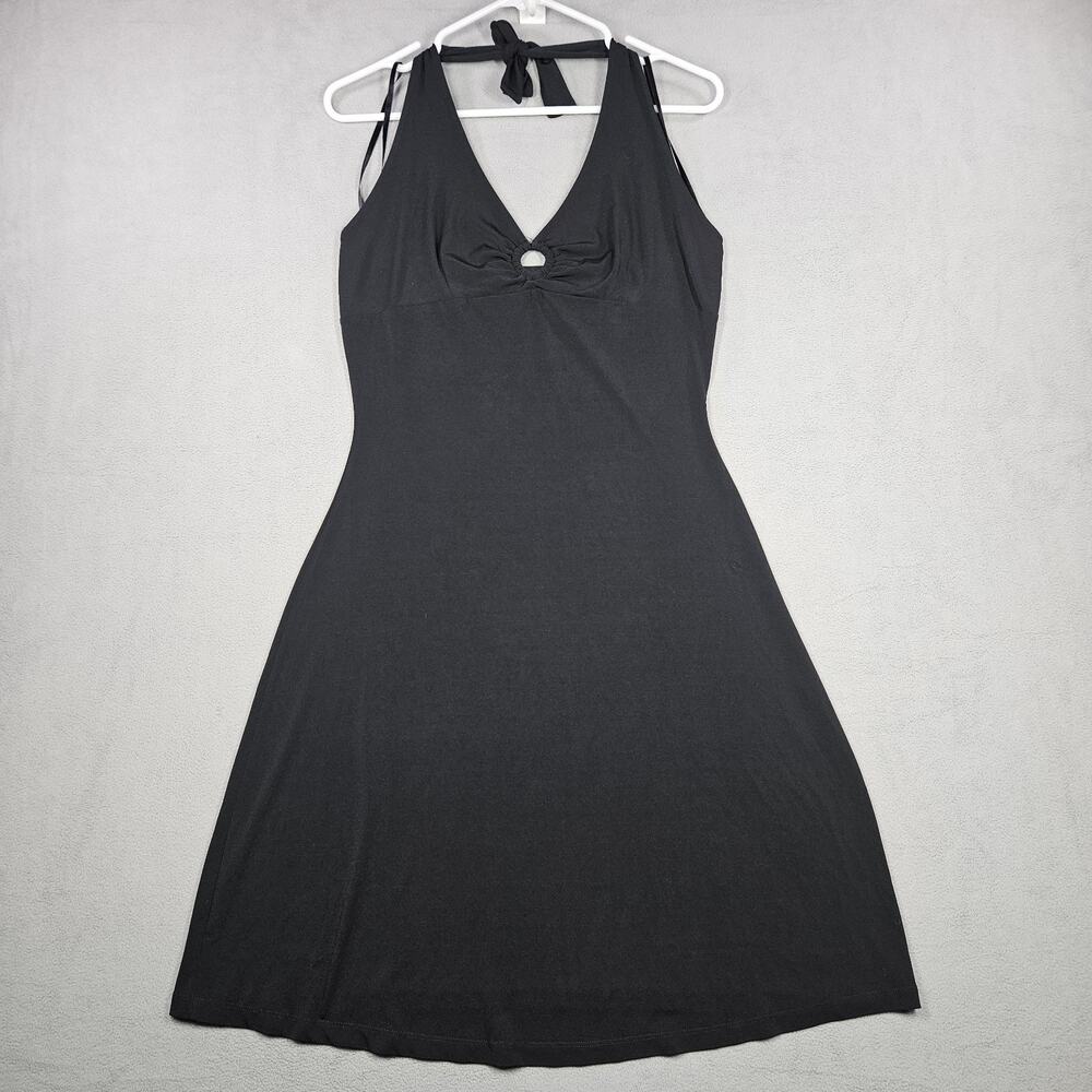 Vintage Y2K Halter Neck Babydoll Dress Womens Small Black Whimsigoth Gothic Grom